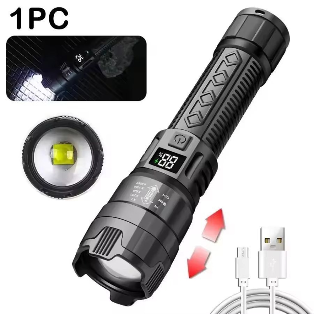 UltraBeam 2000M Rechargeable Tactical Flashlight 100000 LM Super Bright Zoom Torch 1