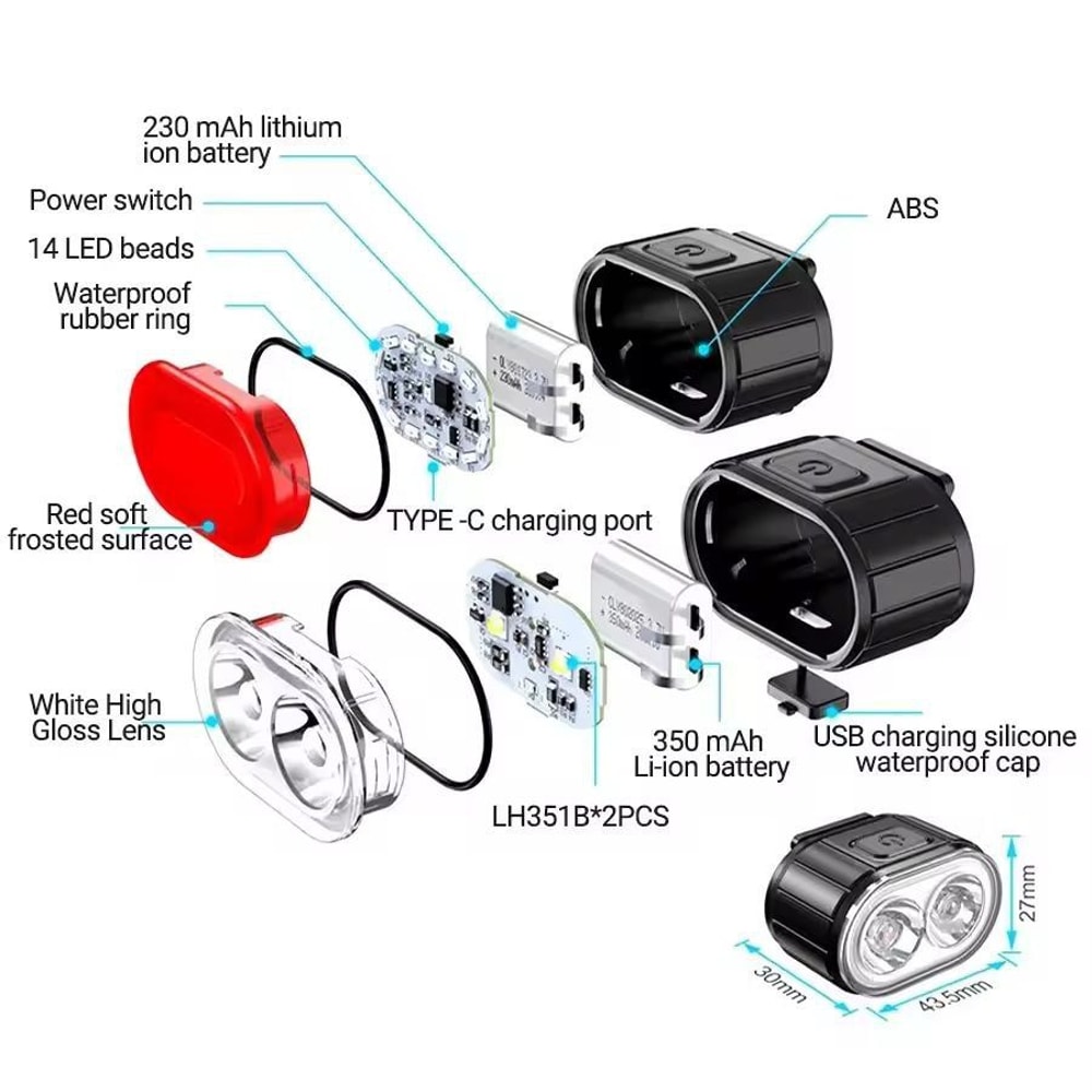 AllRound CycleGuard USBC Rechargeable Front Rear Bike Light Set 7