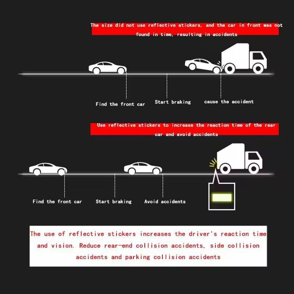 ReflectSafe 10Pack Car Bumper Reflective Warning Strip Tape HighVisibility Reflector Stickers For 5