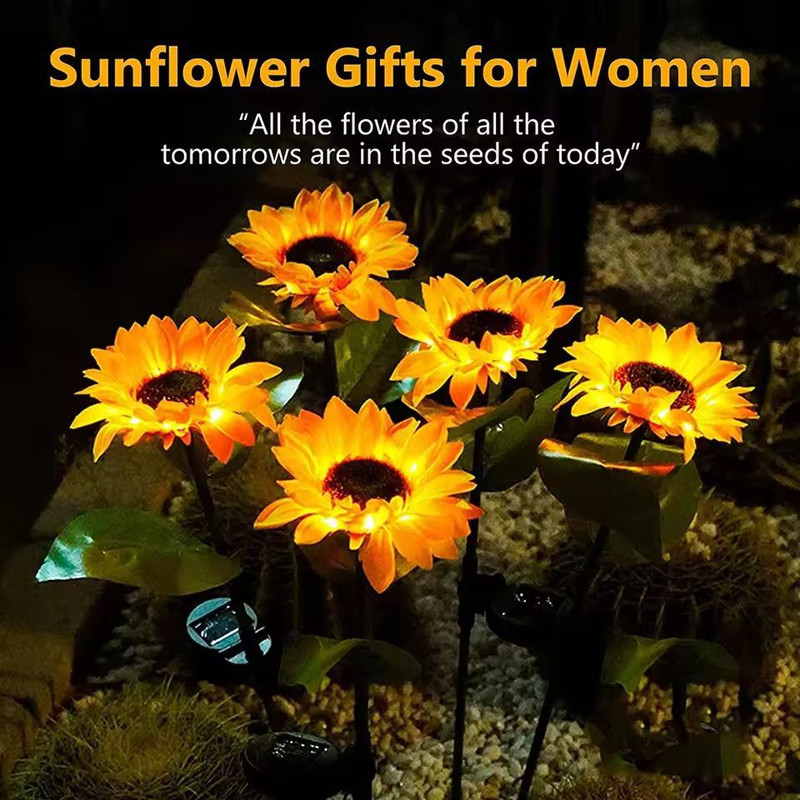SunGlow Solar Sunflower Garden Lights Realistic Outdoor Solar Sunflower Decor 2