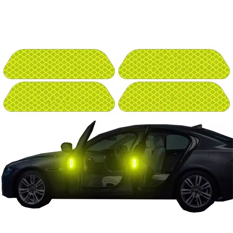 SecureVision Reflective Car Door Warning Tape 4Piece Safety Decal Set For Night Visibility 2