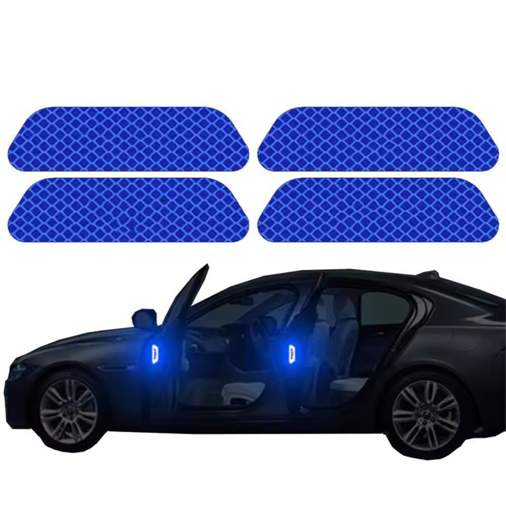 SecureVision Reflective Car Door Warning Tape 4Piece Safety Decal Set For Night Visibility 3