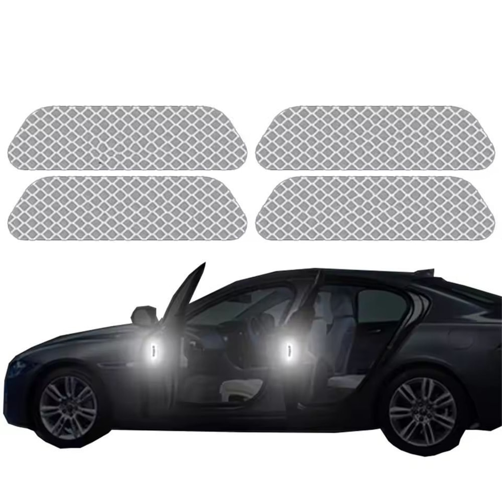 SecureVision Reflective Car Door Warning Tape 4Piece Safety Decal Set For Night Visibility 4