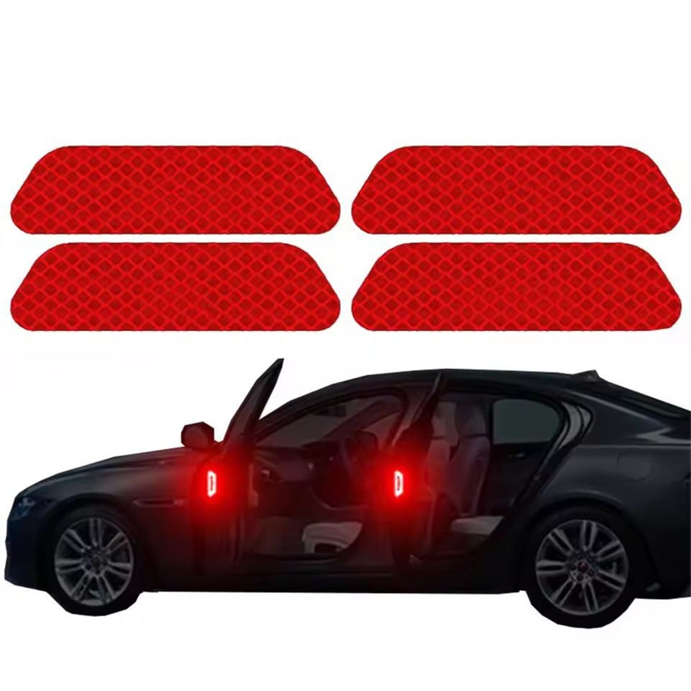 SecureVision Reflective Car Door Warning Tape 4Piece Safety Decal Set For Night Visibility 5