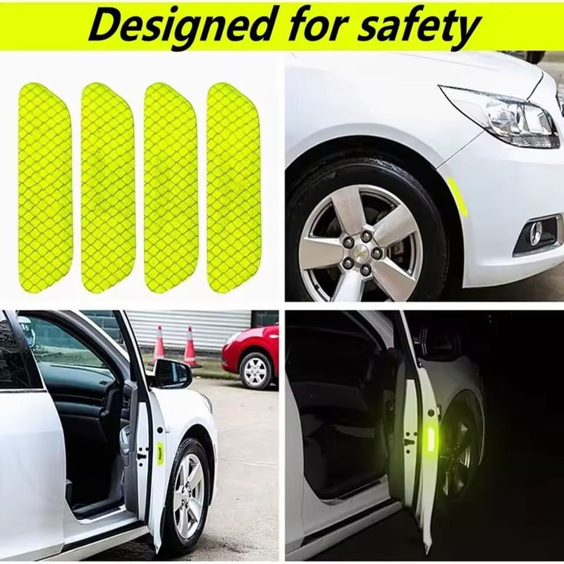 SecureVision Reflective Car Door Warning Tape 4Piece Safety Decal Set For Night Visibility 6