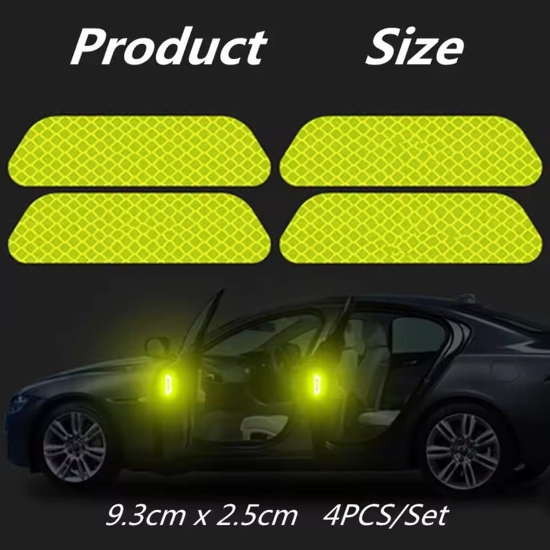 SecureVision Reflective Car Door Warning Tape 4Piece Safety Decal Set For Night Visibility 8