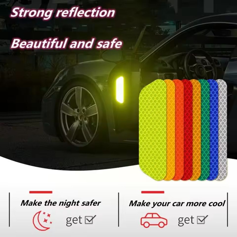 SecureVision Reflective Car Door Warning Tape 4Piece Safety Decal Set For Night Visibility 9