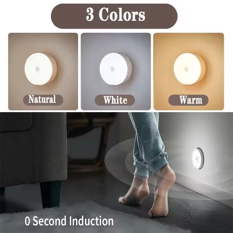 SmartGlow USB Rechargeable Motion Sensor LED Night Light 3 Color Wireless Closet Staircase Illumi 3