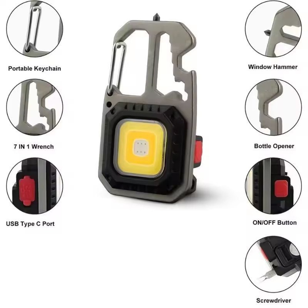 HeroLight Rechargeable Keychain Flashlight Multifunction COB 13 Pack 1