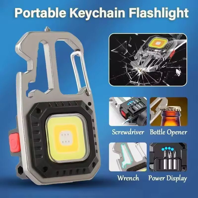HeroLight Rechargeable Keychain Flashlight Multifunction COB 13 Pack 4