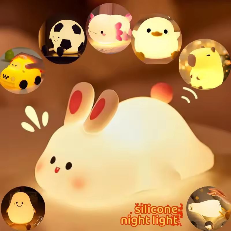 SoftGlow Silicone Touch Night Lamp For Kids Nursery USB Rechargeable Bedside Light 1