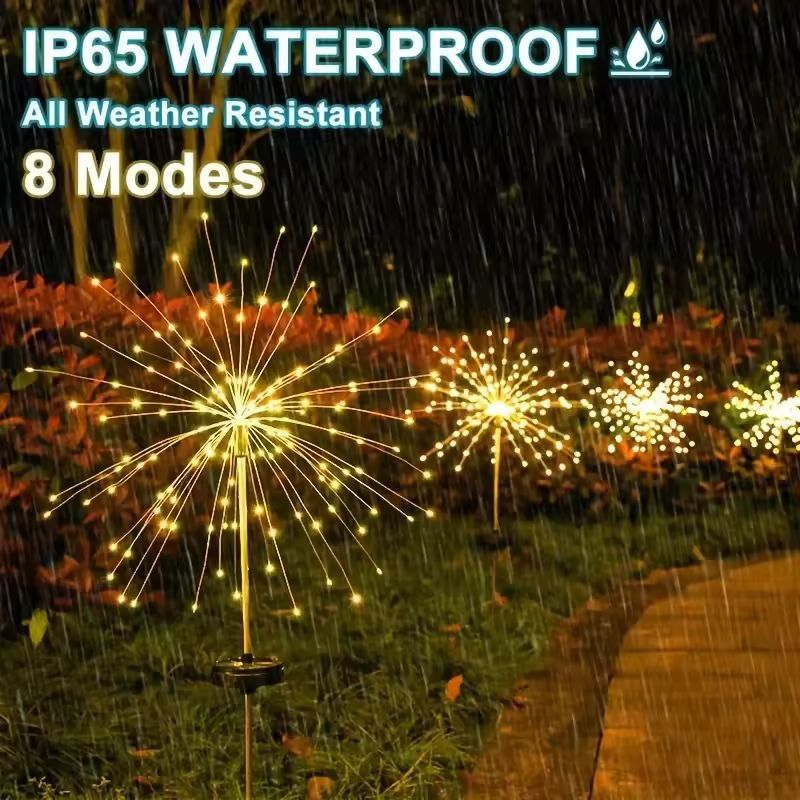 Solar SparkFire Garden Lights Waterproof Outdoor Firework String Lights 90200 LED 3 Colors 8 Modes 1