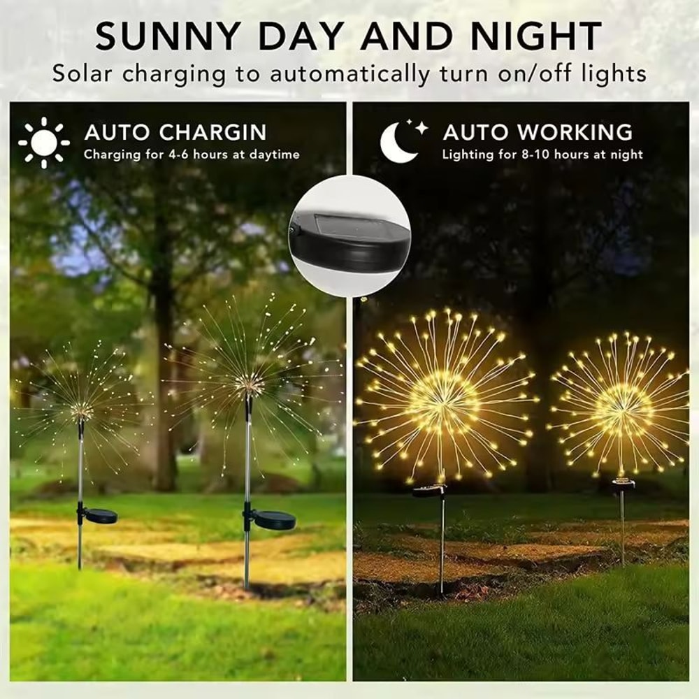 Solar SparkFire Garden Lights Waterproof Outdoor Firework String Lights 90200 LED 3 Colors 8 Modes 2