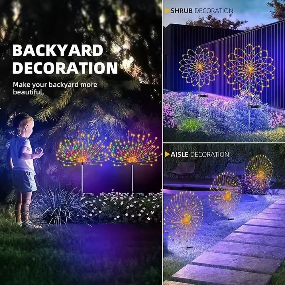 Solar Firework Garden Lights Waterproof Outdoor 8Mode Solar String Set 4