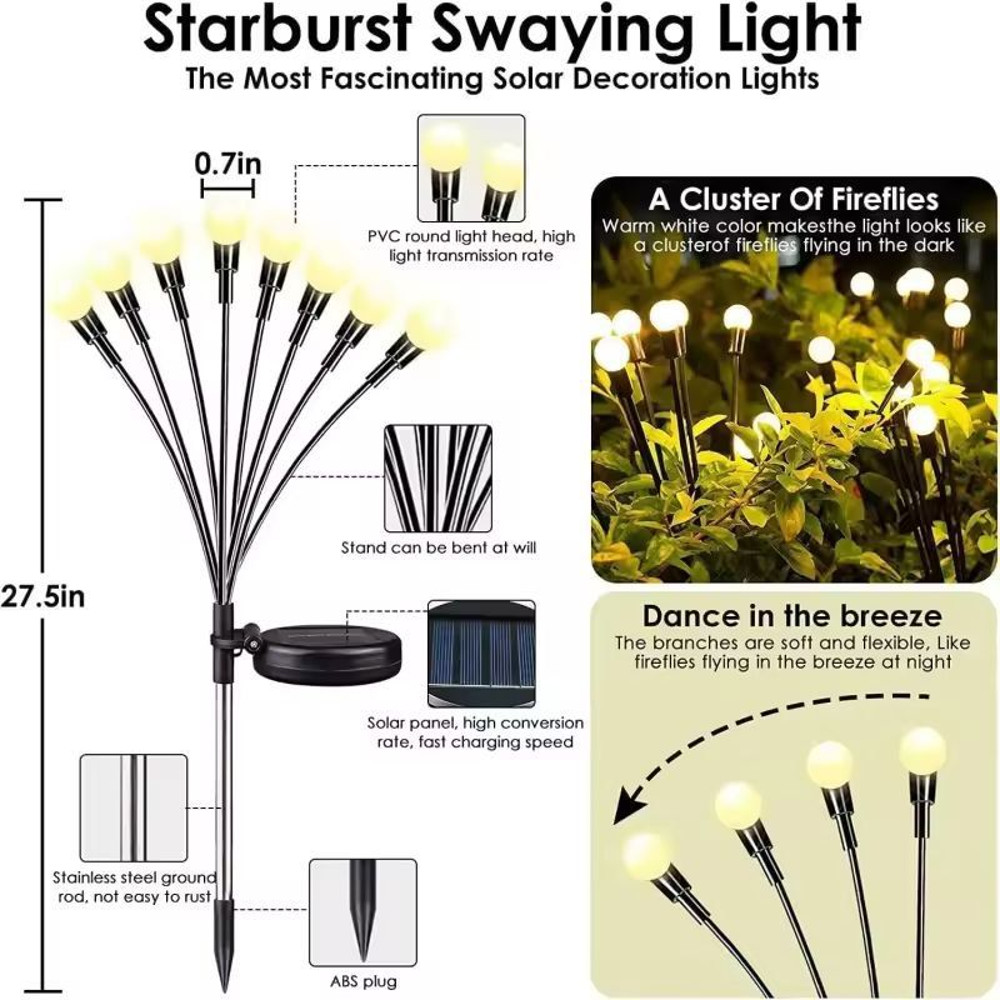 Solar Glow Sway RGB Garden Lights Outdoor Solar Pathway Patio Illumination 5