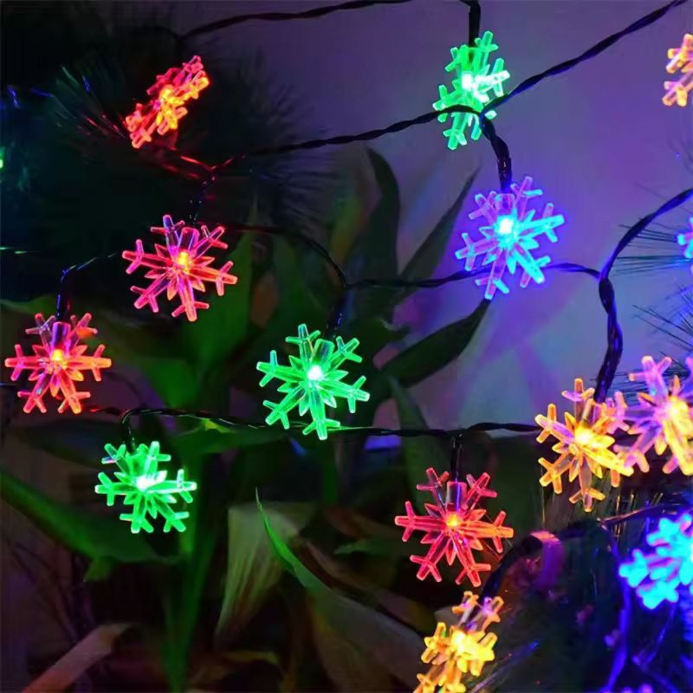 RadiantGlow Solar Snowflake String Lights 60 LED 8Mode Outdoor Waterproof Fairy Lights 1