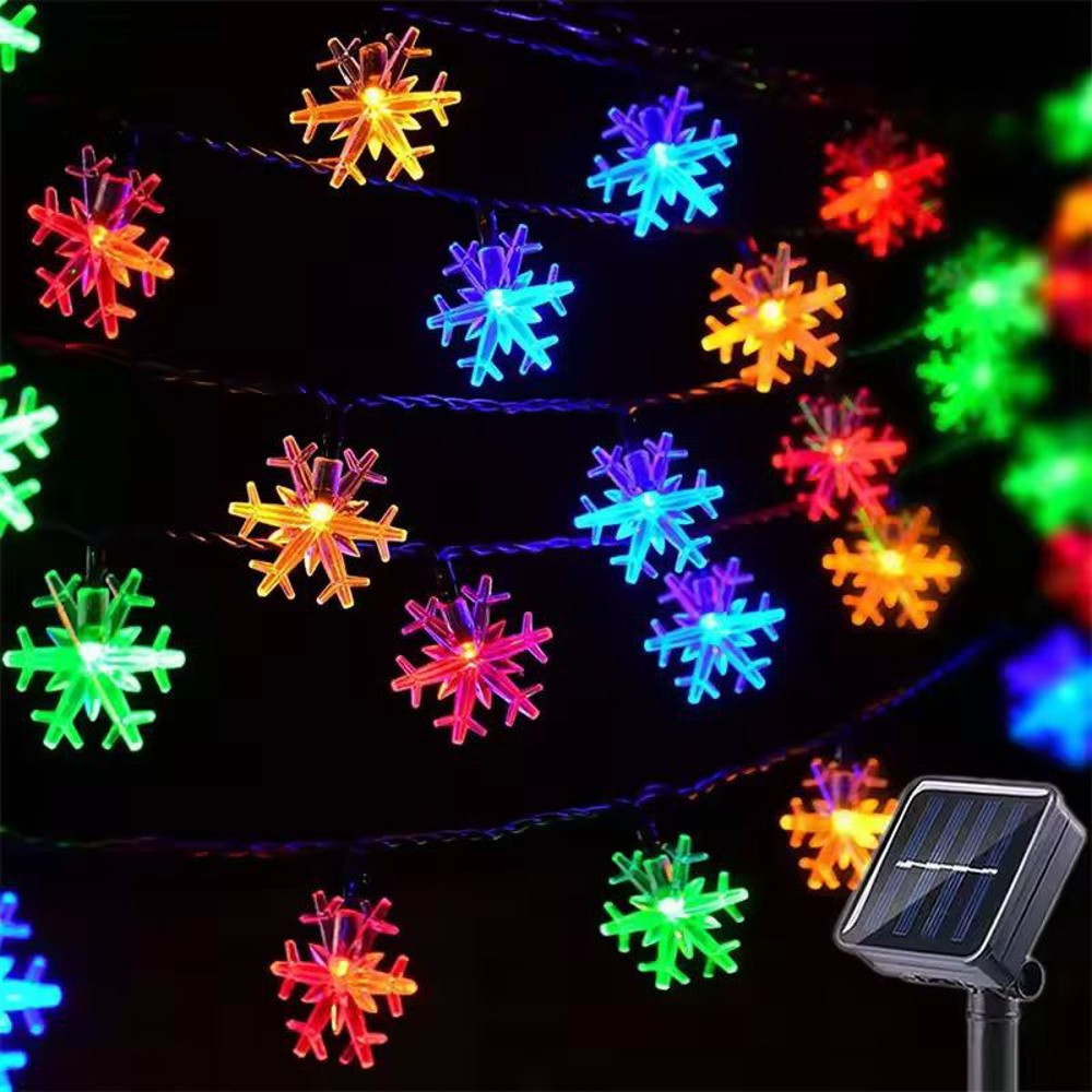 RadiantGlow Solar Snowflake String Lights 60 LED 8Mode Outdoor Waterproof Fairy Lights 8