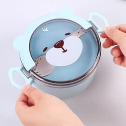bearbuddy leak-proof cartoon lunch box with utensils – printers edition