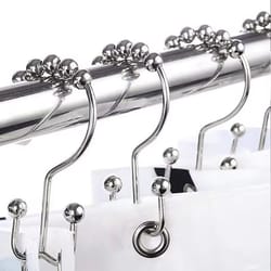 premium double-sided shower curtain hooks – smooth-glide metal rings for easy bathroom curtain hanging