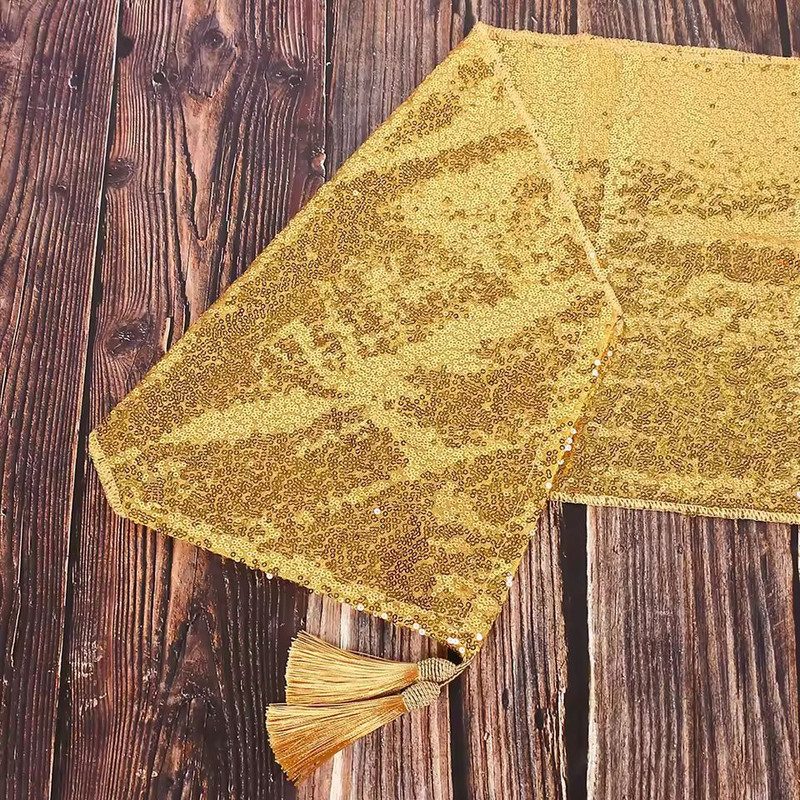 GlamSpark Sequin Tassel Table Runner Glamorous Glitter Table Runner For Weddings Parties Special 5