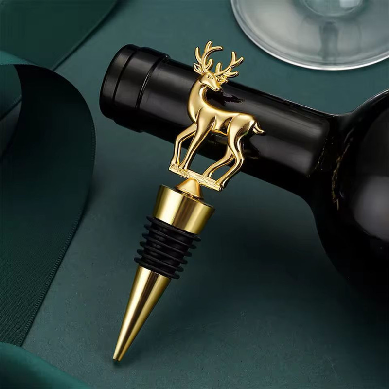 Festive Reindeer Wine Bottle Stopper Elegant Christmas Wine Stopper For Parties Gifts 0
