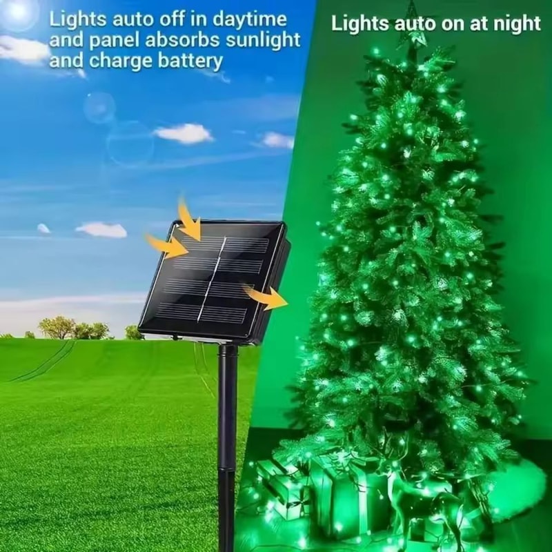 SolarGlow Green Solar String Lights Waterproof Outdoor Decoration For Garden Patio Parties 4
