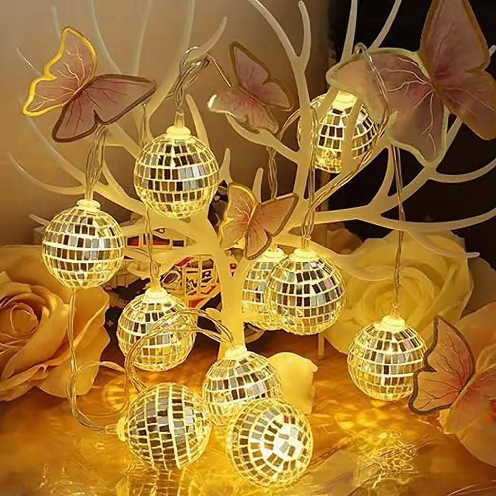 CozyGlow Mirror Ball LED String Lights Warm Disco Party Fairy Lights 1