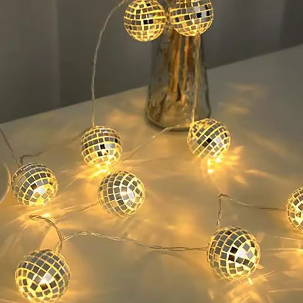 CozyGlow Mirror Ball LED String Lights Warm Disco Party Fairy Lights 2