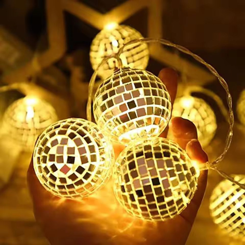 CozyGlow Mirror Ball LED String Lights Warm Disco Party Fairy Lights 3