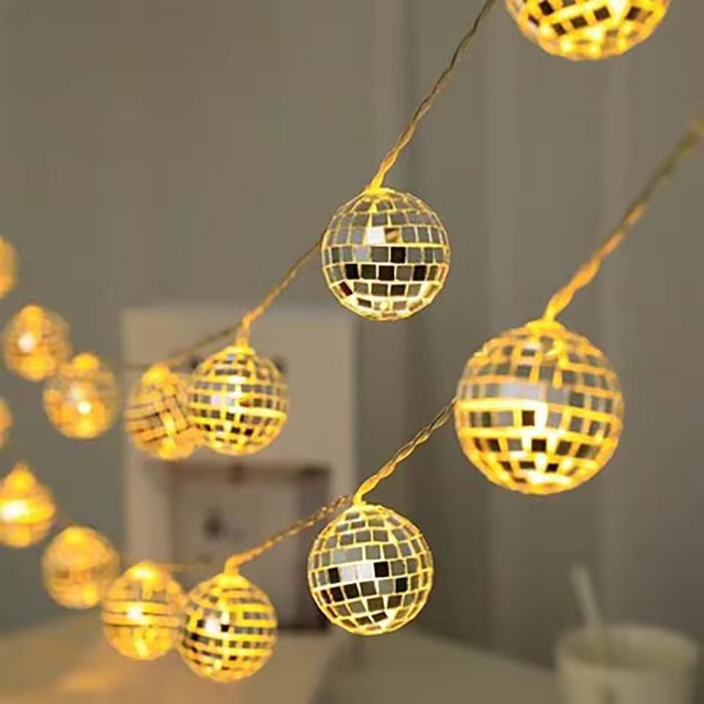CozyGlow Mirror Ball LED String Lights Warm Disco Party Fairy Lights 4