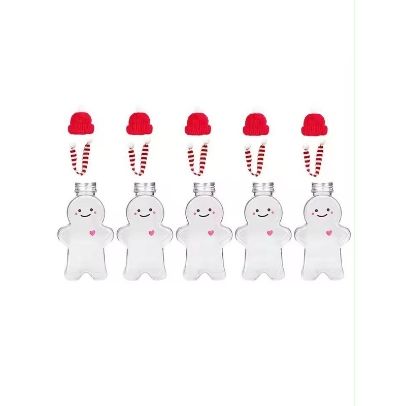 GingerbreadMan Christmas Portable Shaker Bottle 5Pack Festive Reusable Drink Bottles 10