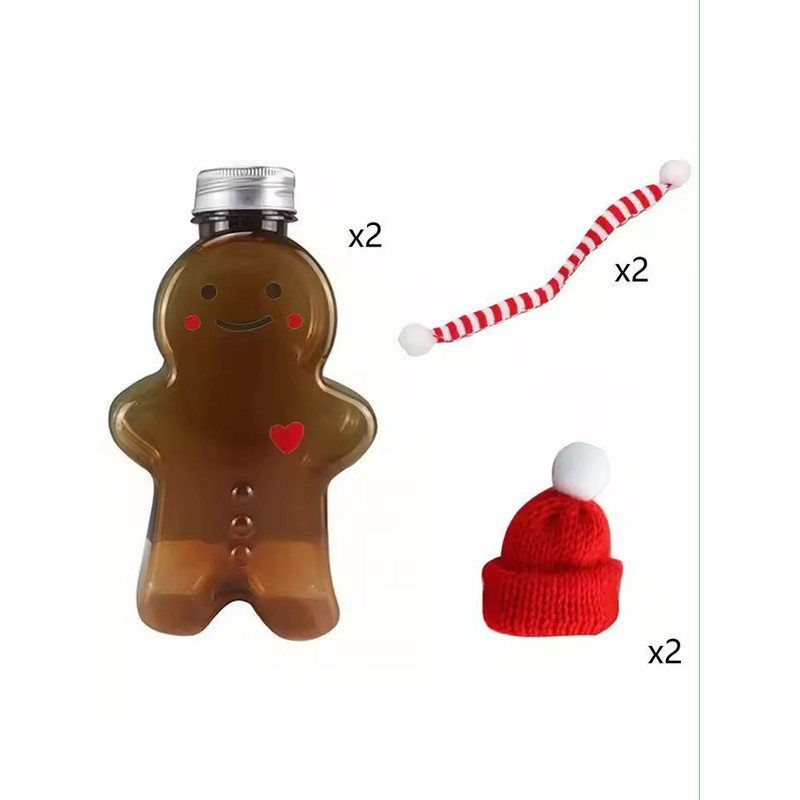 GingerbreadMan Christmas Portable Shaker Bottle 5Pack Festive Reusable Drink Bottles 8