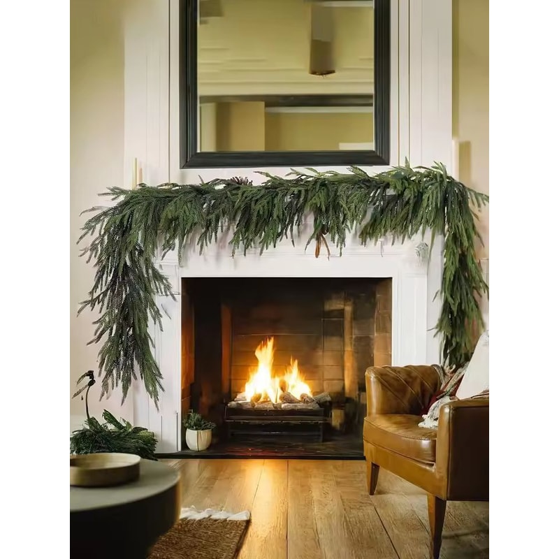 Elegant Norfolk Pine Christmas Wreath Realistic Artificial Green Garland For Indoor Outdoor Holid 0