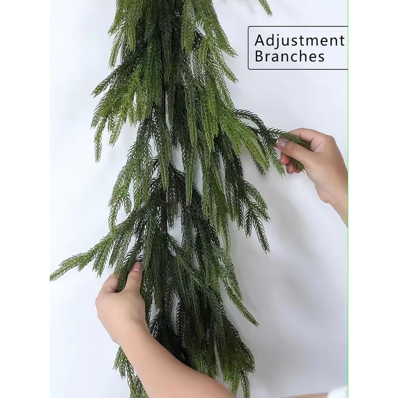 Elegant Norfolk Pine Christmas Wreath Realistic Artificial Green Garland For Indoor Outdoor Holid 1