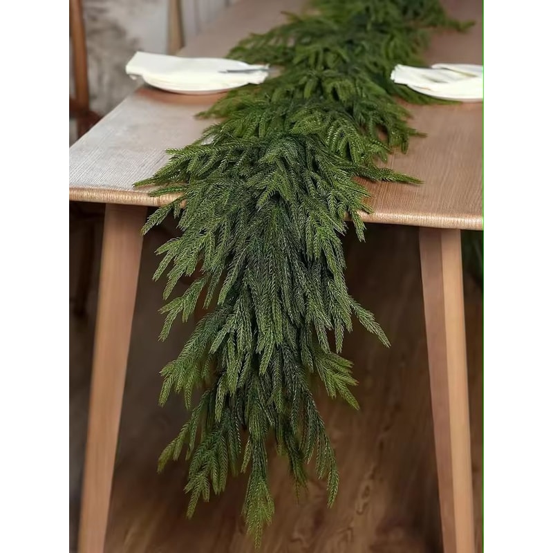 Elegant Norfolk Pine Christmas Wreath Realistic Artificial Green Garland For Indoor Outdoor Holid 2