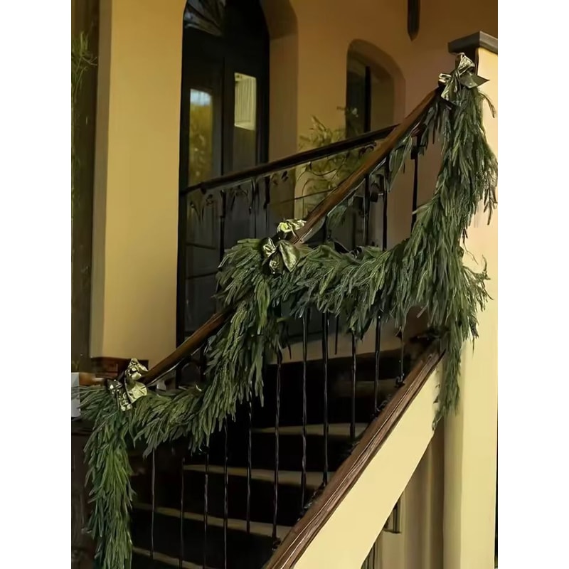 Elegant Norfolk Pine Christmas Wreath Realistic Artificial Green Garland For Indoor Outdoor Holid 3