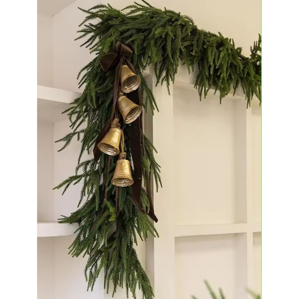 Elegant Norfolk Pine Christmas Wreath Realistic Artificial Green Garland For Indoor Outdoor Holid 4