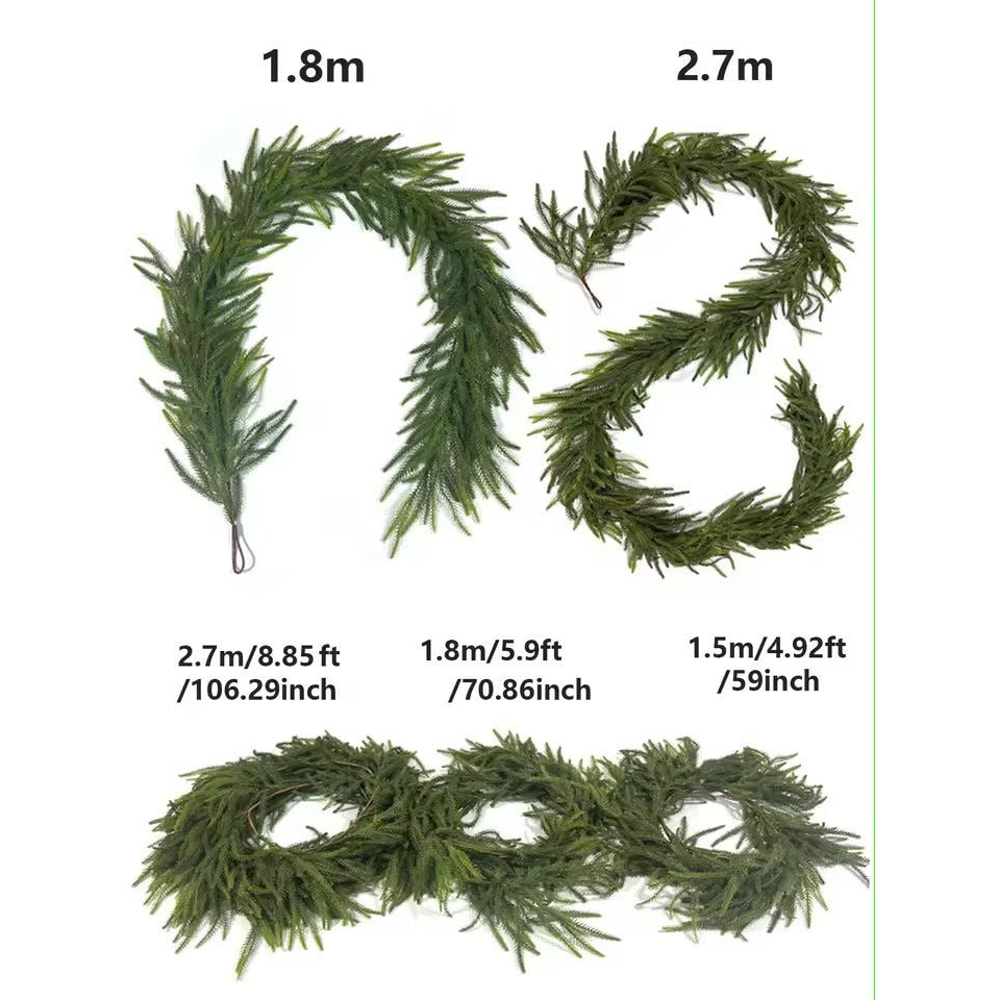 Elegant Norfolk Pine Christmas Wreath Realistic Artificial Green Garland For Indoor Outdoor Holid 5
