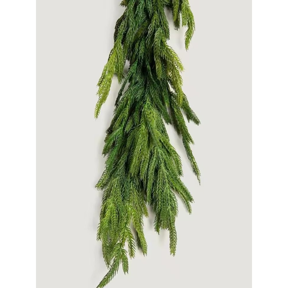 Elegant Norfolk Pine Christmas Wreath Realistic Artificial Green Garland For Indoor Outdoor Holid 6
