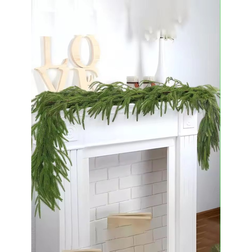 Elegant Norfolk Pine Christmas Wreath Realistic Artificial Green Garland For Indoor Outdoor Holid 7