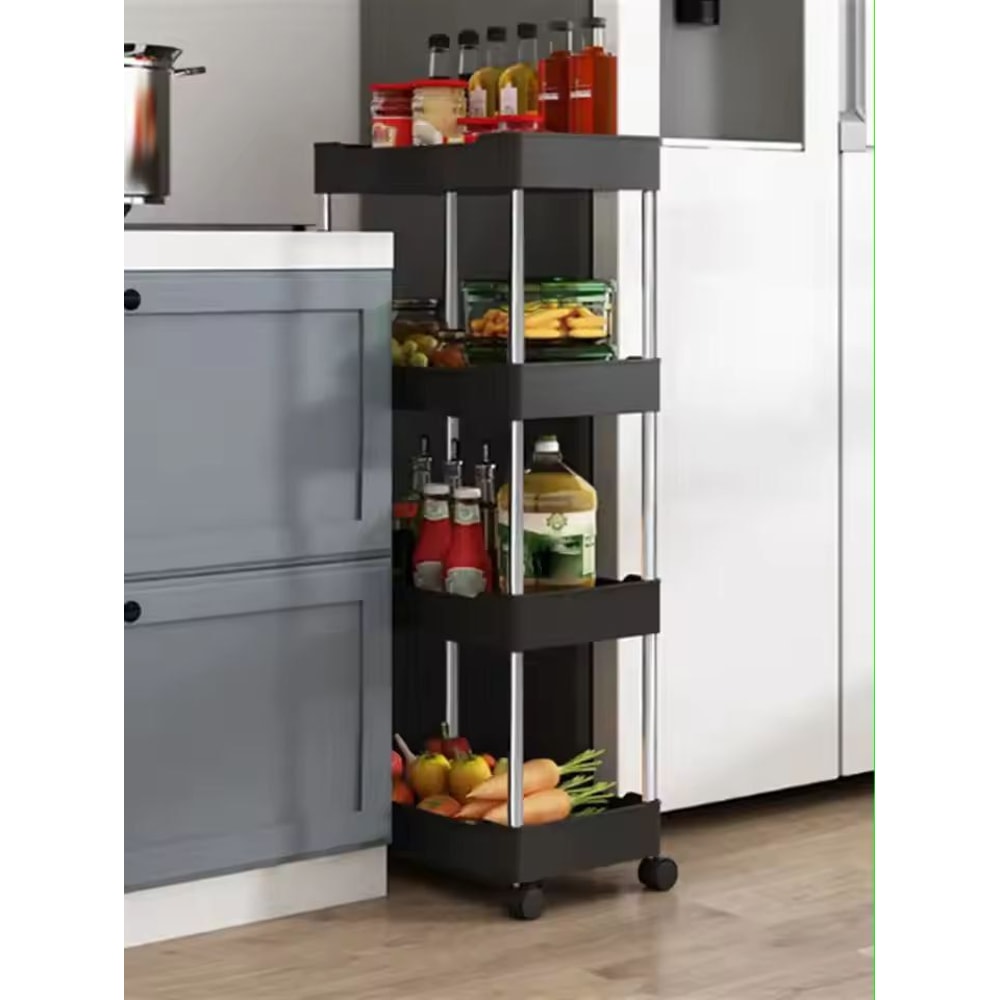 SlimSpace 34Tier Rolling Storage Cart Slim SlideOut Organizer Rack For Kitchen Bathroom 0