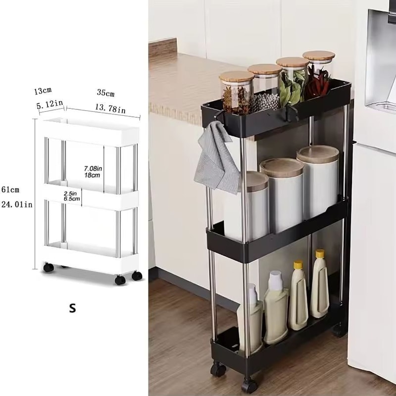 SlimSpace 34Tier Rolling Storage Cart Slim SlideOut Organizer Rack For Kitchen Bathroom 10