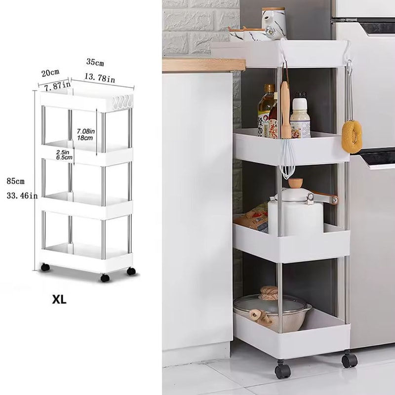 SlimSpace 34Tier Rolling Storage Cart Slim SlideOut Organizer Rack For Kitchen Bathroom 9