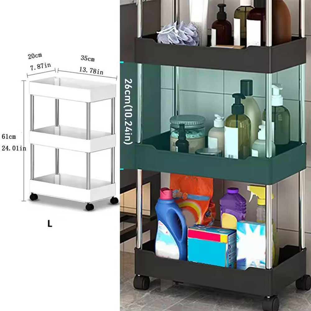 SlimSpace 34Tier Rolling Storage Cart Slim SlideOut Organizer Rack For Kitchen Bathroom 12