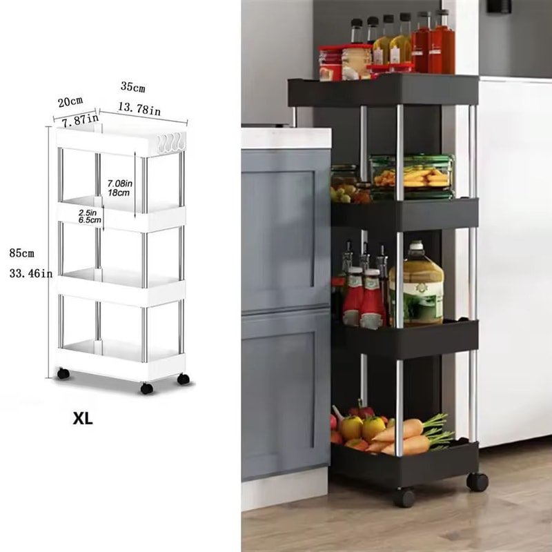SlimSpace 34Tier Rolling Storage Cart Slim SlideOut Organizer Rack For Kitchen Bathroom 13