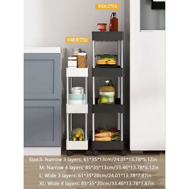 SlimSpace 34Tier Rolling Storage Cart Slim SlideOut Organizer Rack For Kitchen Bathroom 4