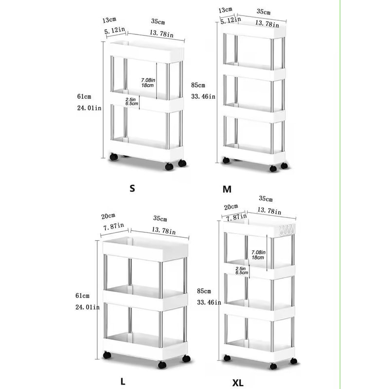 SlimSpace 34Tier Rolling Storage Cart Slim SlideOut Organizer Rack For Kitchen Bathroom 5