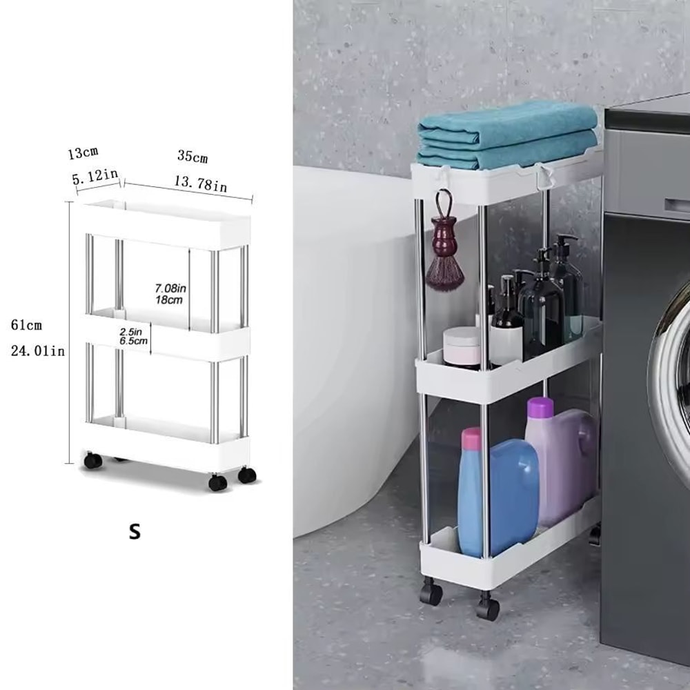 SlimSpace 34Tier Rolling Storage Cart Slim SlideOut Organizer Rack For Kitchen Bathroom 6