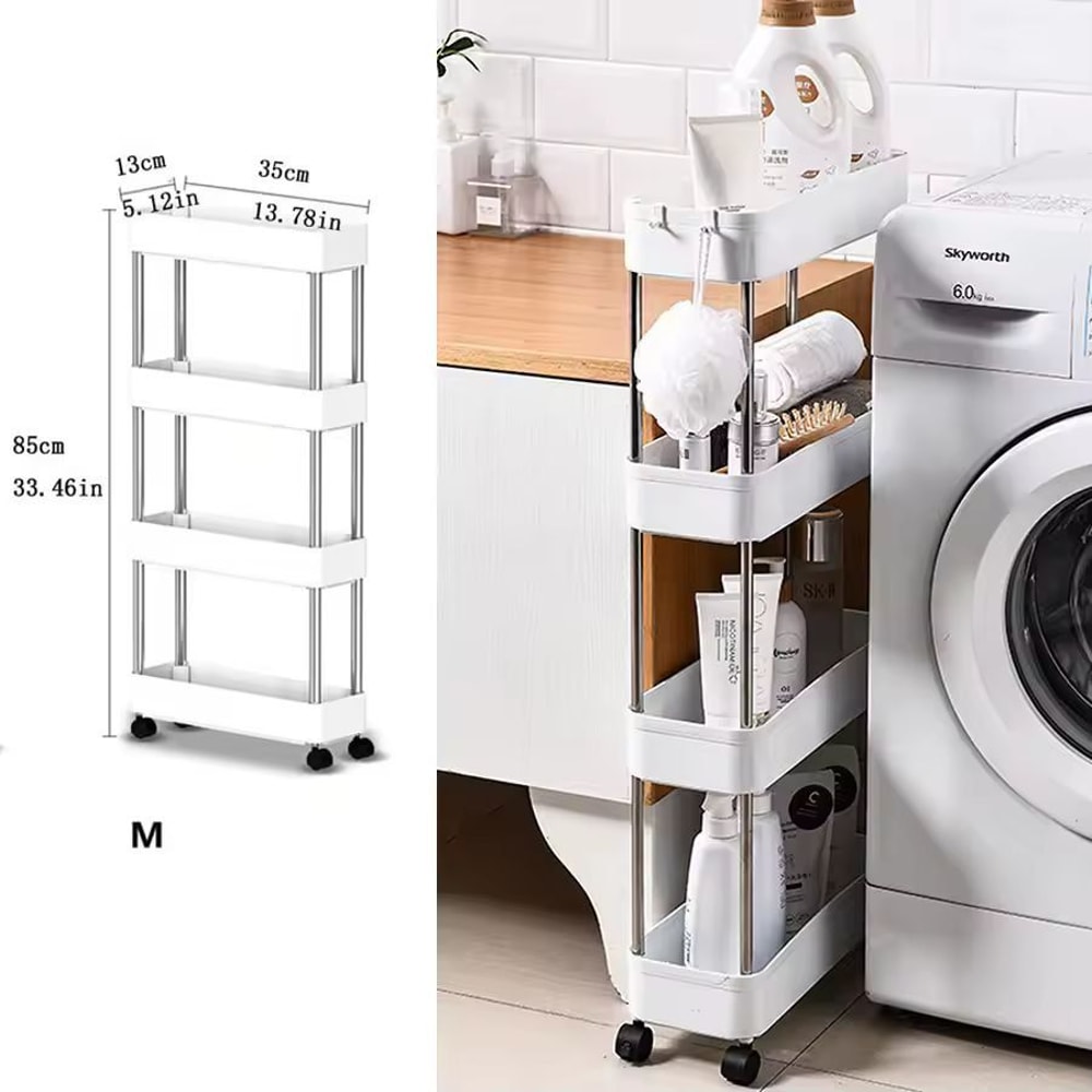 SlimSpace 34Tier Rolling Storage Cart Slim SlideOut Organizer Rack For Kitchen Bathroom 7