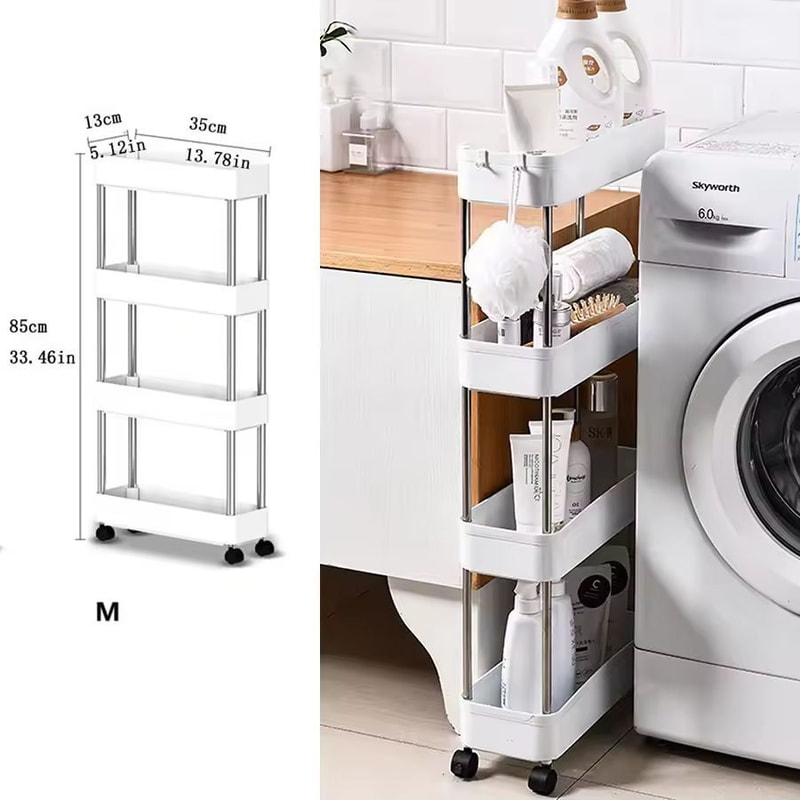 SlimSpace 34Tier Rolling Storage Cart Slim SlideOut Organizer Rack For Kitchen Bathroom 7